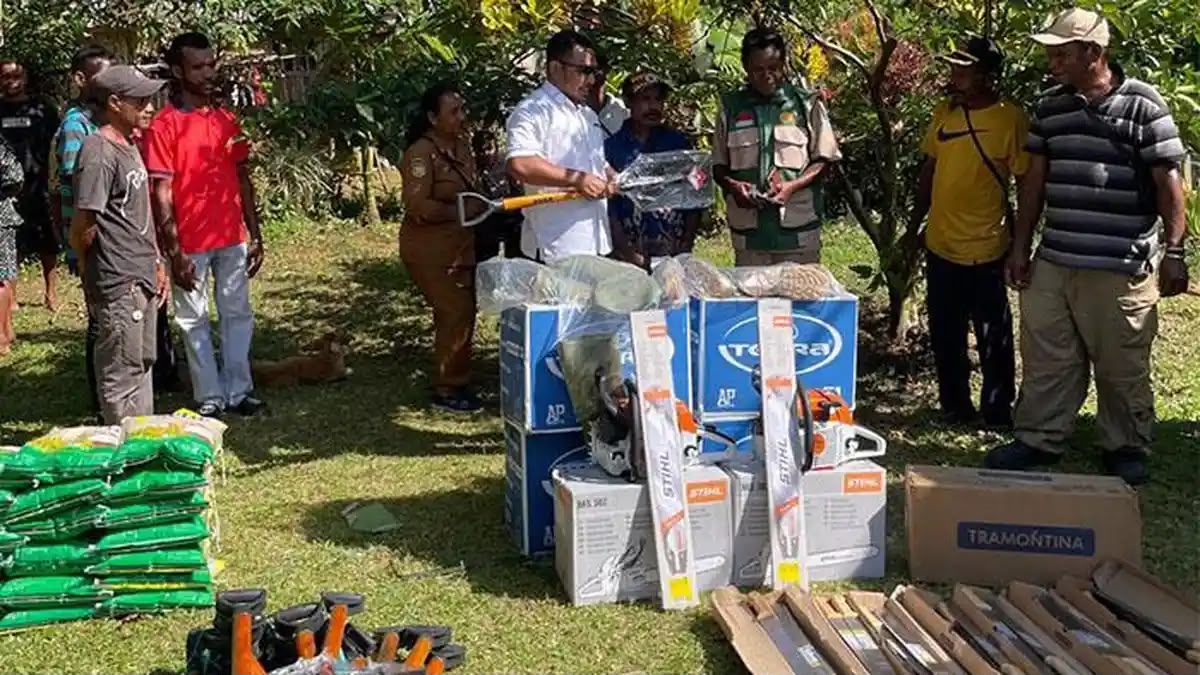 Reses DPR Papua, Johanes Markus Wakum Salurkan Bantuan Penataan Sagu Bagi Kelompok Tani Biak Numfor